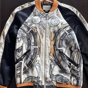 Gucci Women’s Silk Bomber Jacket Small Black